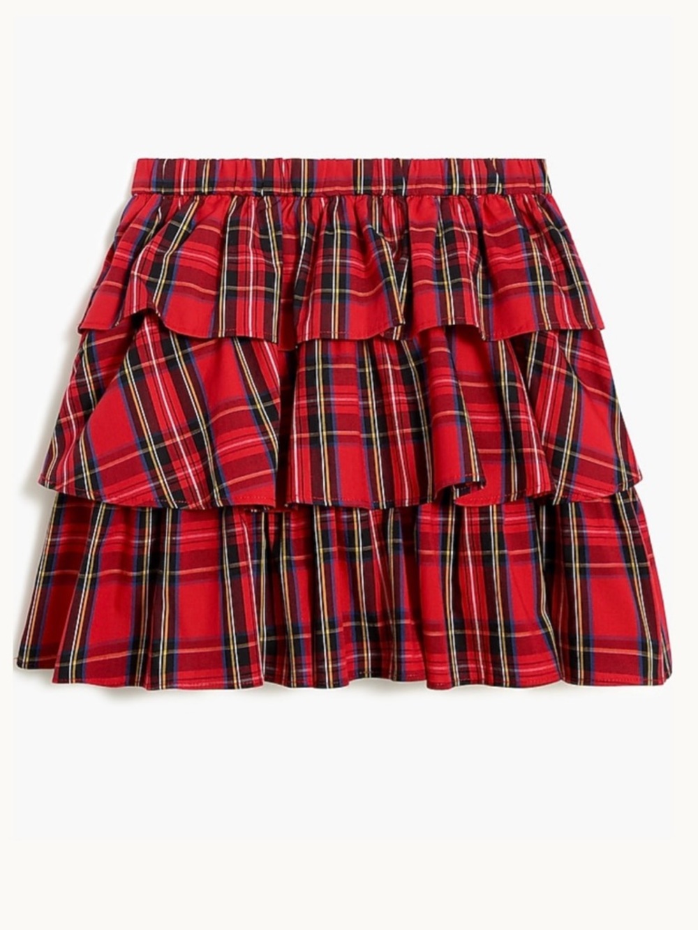J. Crew Girls Red Tartan Plaid Tiered Ruffle Skirt